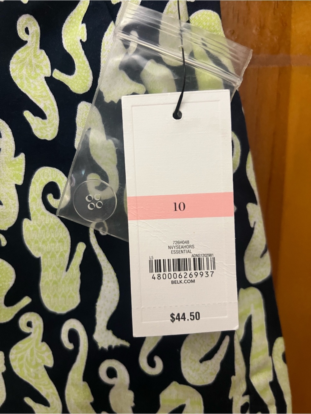 crown & ivy Black with Lime Green seahorse Print shorts.
